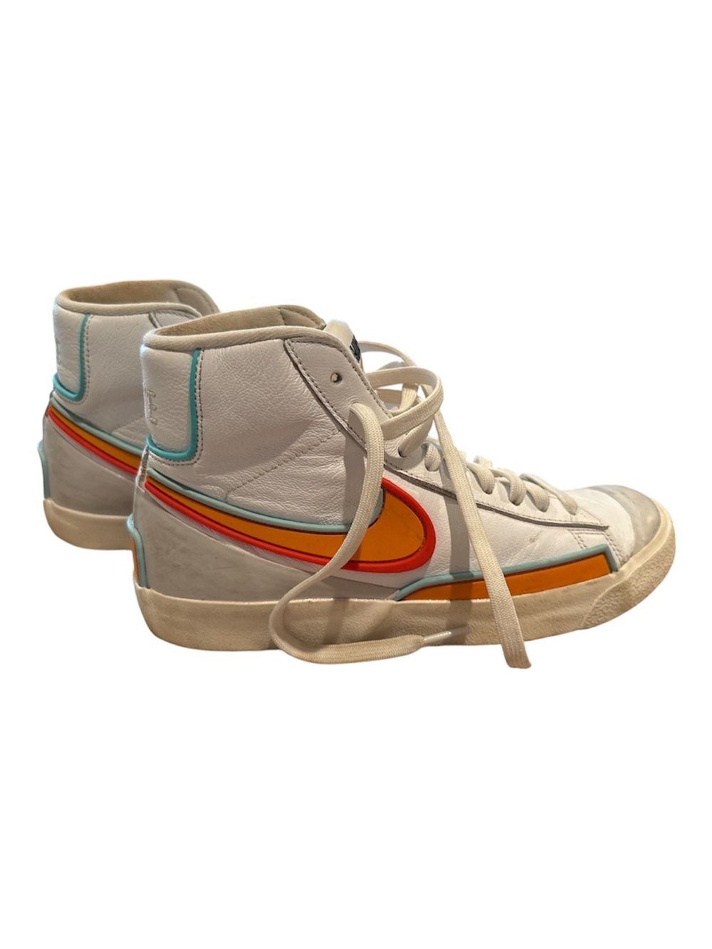 Nike blazer mid white orange aqua size 7